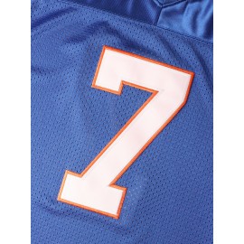 Men's #7 Embroidered Color-Block Football Jersey - Breathable V-Neck Short Sleeve Sports Shirt for Summer, Perfect for Parties & Casual Wear