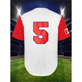 Men'S American Baseball Jersey Classic # 5 Embroidered Design Short Sleeved Breathable Shirt Suitable For Training And Games