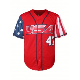 47 Red Baseball Jersey Stitched Polyester Men'S Retro Baseball Shirt Button Short Sleeved Baseball Top S-3XL Hip Hop Clothess