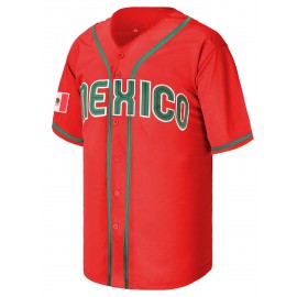 Men's #56 Red Embroidered Baseball Jersey - V-Neck, Short Sleeve, Polyester Sports Shirt for All Seasons