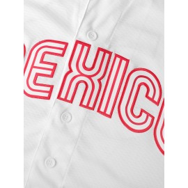 Men's Classic #56 Embroidered Baseball Jersey, Breathable Polyester, V-Neck, Short Sleeve - Ideal for Training & Competition, Machine Washable, White with Blue Accents