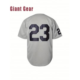 Men's Breathable V-Neck Baseball Jersey #23 Embroidered Polyester Sportswear - Loose Fit Knit Fabric for Streetwear, Team Sports, Beach & Outdoor Activities (Sizes S-3XL)