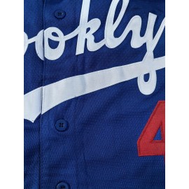 Hot #42 Blue Baseball Jersey Stitched Polyester Men'S Retro Baseball Shirt Button Short Sleeved Baseball Top S-3XL Hip Hop Clothes