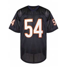 54 Navy Blue Embroidered Football Jersey with Orange Accents - Breathable Polyester V-Neck Loose Fit Sports Shirt for Men, Outdoor Activities, Parties & All Seasons, Sizes S-XXXL, Party Sports Jersey | Sporty Vneck Jersey | Mesh Fabric Jersey