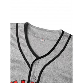 Men's Breathable V-Neck Baseball Jersey #8, Embroidered Polyester Sportswear for Streetwear, Team Sports, Beach - Loose Fit Knit Fabric, Sizes S-3XL