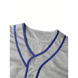 1pc Men'S Polyester V-Neck Baseball Jersey with Embroidered #9 and Montreal - Loose-Fit Knit Top for Sports, Casual, and Party Wear - All-Season Button Short Sleeve Shirt for Adults