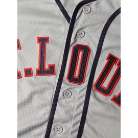 Men'S # 0 Grey Baseball Jacket V-neck Breathable Polyester Mesh Loose Sport Design Machine Washable Suitable For Casual Outdoor Activities S-3XL Sportswear V-neck Jersey Front Buckle Closed