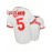 Men's Retro Baseball Jersey - White #5 Embroidered Cincinnati Team Name & Red Stitching, Loose Fit V-Neck Button-Up Short Sleeve, All-Season Machine Washable Polyester Shirt for Sports, Casual & Holidays (Sizes S-3XL), Best for Christmas