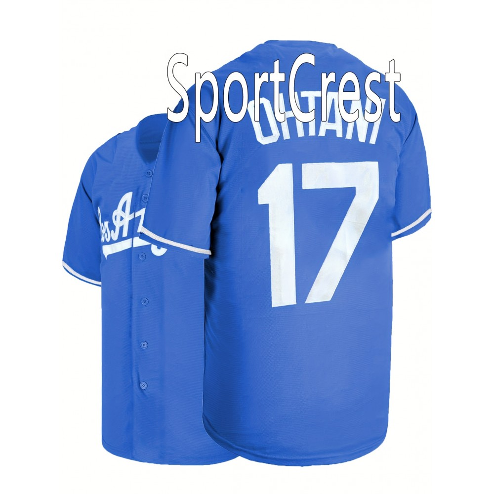 Classic Letter & Number 17 Embroidered Design, Men'S Breathable Baseball Jersey, Short Sleeve Shirt For Training And Competition