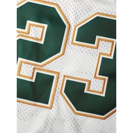 Men's #23 Basketball Jersey - White & Green Retro Design, Breathable Polyester, Number 23, Sizes S-XXXL, Perfect for Team Sports, Casual Wear, and Basketball Training