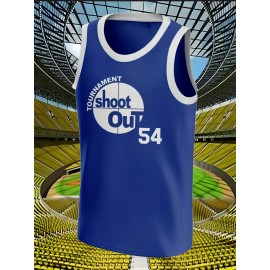 Men's#54 Blue Basketball Jersey, Embroidered Cozy Outdoor Sports Wear for Comfortable Performance, Suitable for Team Training And Competitions, SizS--XXXL