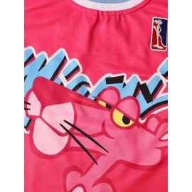 Men's #3 Basketball Jersey - Sleeveless Loose Fit Polyester Knit Top with Number & Letter Design, Pink/Blue/Red Colorblock for Training, Casual Wear, Parties (Sizes S-3XL), Outdoor Activity Apparel, Athletic Design, Durable Sports Apparel