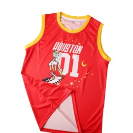 Men's #01 Retro Embroidered Basketball Jersey - Breathable, Sleeveless Sports Uniform for Training & Competition, Basketball Accessories, Basketball Accessories