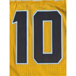 Men'S # 10 Yellow Basketball Robe -100% Polyester Embroidered Round Neck Sportswear, Made Of Slightly Elastic Fabric, Suitable For Casual And Sportswear, Loose Fit, Suitable For Adults And Men - S-XXL