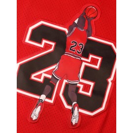 Men'S # 23 Red Embroidered Polyester Basketball Shirt V-neck Sleeveless Sports Shirt Breathable Knitted Fabric Suitable For Team Sports Training Casual Wear S-3XL Sports Shirt Sports Appearance Breathable Polyester Fiber