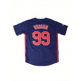 99# baseball jersey button up shirt men's jersey embroidered men's soccer jersey retro short sleeved V-neck casual sportswear loose game and party