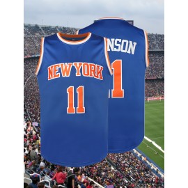 1pc Men'S #11 New York Basketball Jersey - Polyester Knit, Slight Stretch, Crew Neck, Sleeveless Sports Top for Training, Party, Casual Wear - Letter & Number Pattern, Loose Fit, for Adults - Sizes S-XL