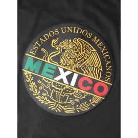 Men's MEXICO Embroidered Baseball Jersey - V-Neck, Button-Up Shirt for Games, Parties & Training - Breathable Polyester, Machine Washable