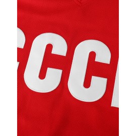 Men's #20 Red Embroidered Ice Hockey Game Jersey - V-Neck, Long Sleeve, Polyester - Suitable for Sports and Casual Wear