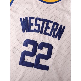Men's #22 Embroidered Basketball Jersey - Breathable Polyester, Perfect for Sports & Casual Wear, Machine Washable