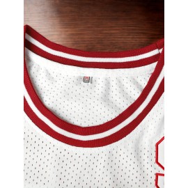 [Sporty Look] Men's #9 Embroidered Basketball Jersey, Polyester 100%, Crew Neck, Loose Fit, Breathable & Sweat-Absorbing, for Sports & Casual Wear, Four Seasons Knit Fabric Vest, Athletic Vest|Crew Neck Jersey|Polyester Fabric