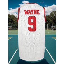 [Sporty Look] Men's #9 Embroidered Basketball Jersey, Polyester 100%, Crew Neck, Loose Fit, Breathable & Sweat-Absorbing, for Sports & Casual Wear, Four Seasons Knit Fabric Vest, Athletic Vest|Crew Neck Jersey|Polyester Fabric