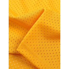 Men's #14 Basketball Jersey, Yellow Retro Crew Neck Tank Top, Letters and Numbers Hand Embroidered Patchwork Breathable Sleeveless Shirt