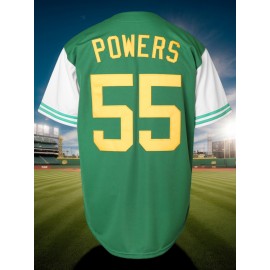 Men'S #55 Green Baseball Jersey, Embroidered Short-Sleeve Baseball Jersey, V-Neck Loose Button-Up Shirt, a Comfortable Top Suitable for Training And Games.