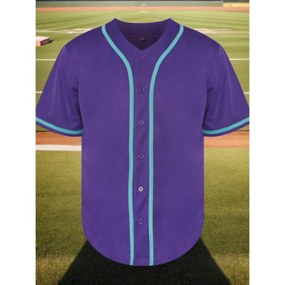 Men'S Solid Color Baseball Jersey, V-Neck Loose Button-Down Shirt, Smart Casual Outdoor Light Stretch Baseball Top