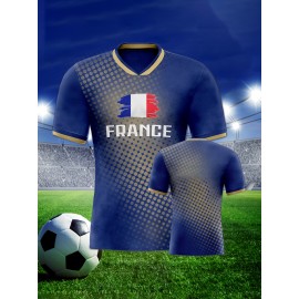 Women's Large Size Professional Sports Fabric Creative Pattern Print European National Team Soccer Jersey T-shirt, Soccer Jersey Flag Uniforms Shirts, Breathable And Lightweight, Moisture-Wicking, As Gifts For Sports Fans