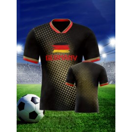 Women's Large Size Professional Sports Fabric Creative Pattern Print European National Team Soccer Jersey T-shirt, Soccer Jersey Flag Uniforms Shirts, Breathable And Lightweight, Moisture-Wicking, As Gifts For Sports Fans