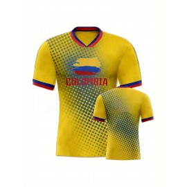 Women's Large Size Professional Sports Fabric Creative Pattern Print South American National Team Soccer Jersey T-shirt, Soccer Jersey Flag Uniforms Shirts, Breathable And Lightweight, Moisture-Wicking, As Gifts For Sports Fans