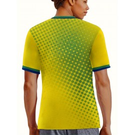 Women's Large Size Professional Sports Fabric Creative Pattern Print South American National Team Soccer Jersey T-shirt, Soccer Jersey Flag Uniforms Shirts, Breathable And Lightweight, Moisture-Wicking, As Gifts For Sports Fans