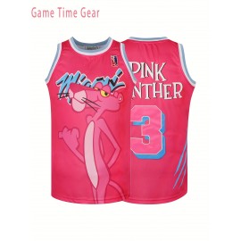 Men's #3 Basketball Jersey - Sleeveless Loose Fit Polyester Knit Top with Number & Letter Design, Pink/Blue/Red Colorblock for Training, Casual Wear, Parties (Sizes S-3XL), Outdoor Activity Apparel, Athletic Design, Durable Sports Apparel