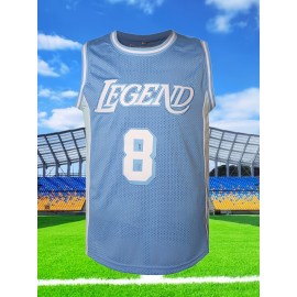 1pc Men'S Breathable Polyester Basketball Jersey, Embroidered #8-24, Crew Neck, Slight Stretch, Loose Fit, Machine Washable - Ideal for Sports, Casual, Streetwear, Parties, Sizes S-XXXL